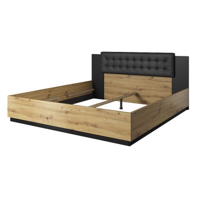 Кровать Sigma 180х200 с изголовьем 24RCLI32 Helvetia в цвете дуб Артисан/дуб Артисан - черный супермат