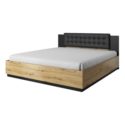 Кровать Sigma с подъемником 180х200 с изголовьем 24RCLI52 Helvetia в цвете дуб Артисан/дуб Артисан  - черный супермат